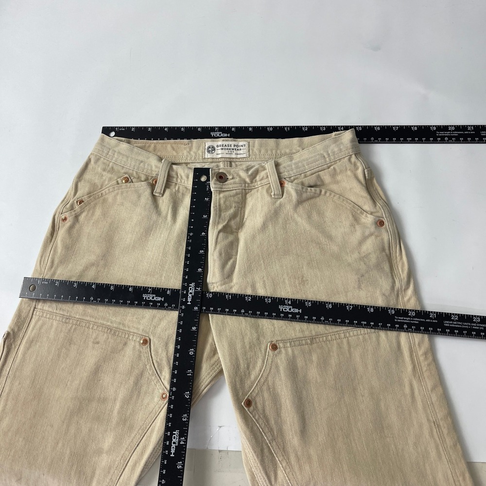 Grease Point Workwear Pants Mens 30x32* Beige Double Knee Selvedge Workwear USA - Picture 9 of 16